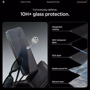 Spigen Glas.tR EZ Fit Pro AC 2-Pack rūdīto aizsargstiklu komplekts Google Pixel 11 / 11 Pro tālruņiem (2 gab.)
