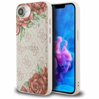Guess 4G Flowers Print magnētiskais viedtālruņa apvalks iPhone 16e - rozā