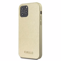 Guess GUHCP12LIGLGO iPhone 12 Pro Max 6.7" zelta/zelta cietais apvalks Iridescent