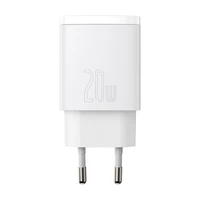 Baseus kompaktais lādētājs USB / USB Type-C 20W 3A Power Delivery Quick Charge 3.0 balts (CCXJ-B02)
