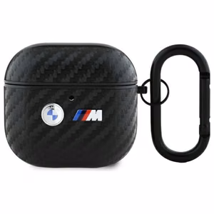 BMW oglekļa dubults metāla logotips viedtālruņa apvalks AirPods 4 - melns