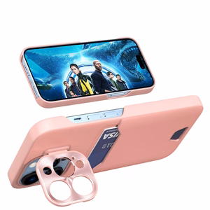 Ādas statīva viedtālruņa apvalks Samsung Galaxy S23 Ultra pārsegs karšu maciņš ar statīvu rozā