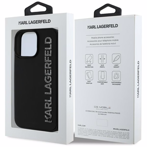 Karl Lagerfeld HC 3D Rubber Elongated Glitter iPhone 16 Pro Case - Black