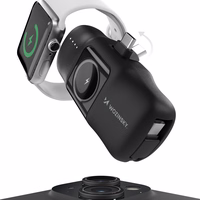 Wozinsky WF16-YCS 5000mAh 15W USB-C mini portatīvais lādētājs ar iebūvētu USB-C kabeli un Apple Watch lādētāju - melna
