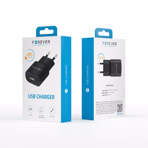 Forever TC-01 lādētājs 1x USB 3A melns