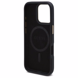 Guess 4G Logo Plate Magnētiskais viedtālruņa apvalks iPhone 16 Pro Max - melns
