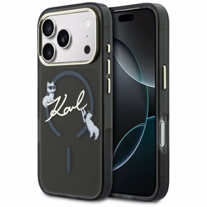 Karl Lagerfeld IML Choupettes Karl Script Logo MagSafe чехол для iPhone 17 Pro чёрный