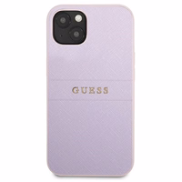 Guess GUHCP13SPSASBPU iPhone 13 mini 5.4 viedtālruņa apvalks, violets, Saffiano ar reljefu un metāla logotipu