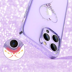 Kingxbar Wish Series silikonais viedtālruņa apvalks iPhone 14 Plus ar Swarovski kristāliem violeta krāsā
