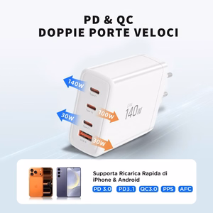 Tech-Protect NC140W-GAN 4 portu 140 W sienas lādētājs - balts