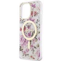Guess GUHMP14XHCFWST iPhone 14 Pro Max 6.7" caurspīdīgs cietais viedtālruņa apvalks Flower Magnētiskais