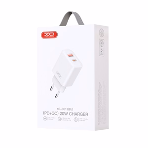 XO sienas lādētājs CE12 PD QC 3.0 20W 1x USB 1x USB-C balts