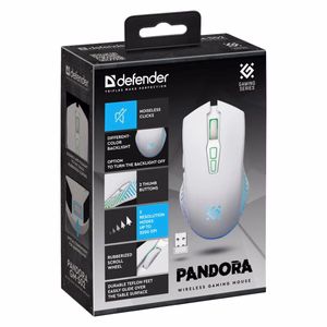 WIRELESS MOUSE DEFENDER PANDORA RF balts 3200dpi 7P