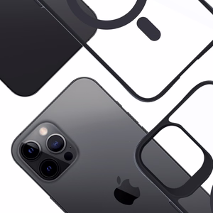 3mk satīna bruņu magnētiskais viedtālruņa apvalks ar MagSafe iPhone 12 Pro Max - caurspīdīgs ar melnu rāmi
