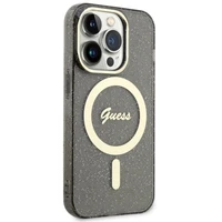 Guess GUHMP14XHCMCGK iPhone 14 Pro Max 6.7" melns cietais viedtālruņa apvalks Glitter Gold Magnētiskais