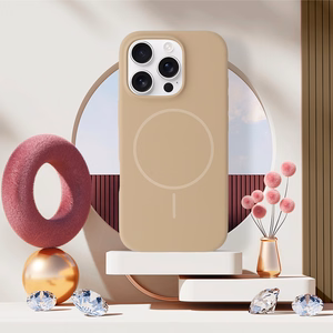 Magnētiskais MagSafe plānais silikona apvalks iPhone 16 Pro Max brūns