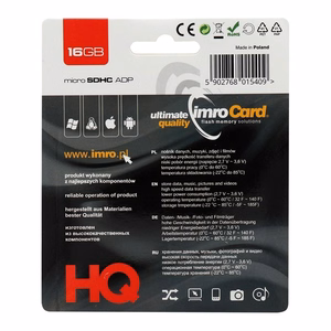 Imro atmiņas karte 16GB microSDHC cl. 6 + adapter