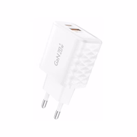 FONENG tīkla lādētājs EU56 GaN PD 20W 1xUSB-C + 1xUSB QC3.0 balts