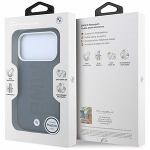 BMW Sign Centered Deboss vāciņš modelim iPhone 18 Pro Max / 17 Pro Max, saderīgs ar MagSafe – pelēks