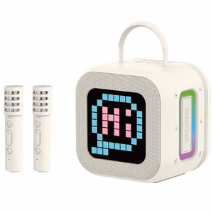 Blavec portatīvais Bluetooth skaļrunis WS-09 Karaoke Fun - 10W ar 2 mikrofoniem un displeju (WS09-2MBE) bēšs
