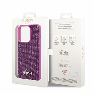 Guess Disco Metal Script viedtālruņa apvalks iPhone 14 Pro - fuksija