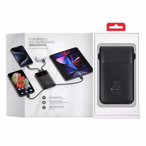 FORCELL F-ENERGY F10K6 Multicharge ārējais akumulators ar iebūvētiem USB-C un Lightning kabeļiem, PD, QC3.0, 3 A, 22,5 W, 10000 mAh, melns