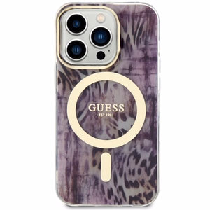 Guess GUHMP14LHLEOPWP iPhone 14 Pro 6.1" rozā/rozā cietais apvalks Leopards MagSafe