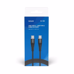 Savio CL-160 USB kabelis 2 m USB 2.0 USB C - USB C Melns