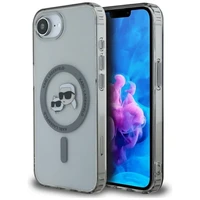 Karl Lagerfeld IML metāla Karl & Choupette galvu Magnētiskais viedtālruņa apvalks iPhone 16e - melns