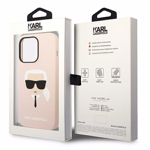 Karl Lagerfeld KLHCP14XSLKHLP iPhone 14 Pro Max 6.7 "cietais viedtālruņa apvalks rozā / rozā silikona Karl`s Head