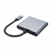 Tech-Protect HB08 4in1 USB-C + USB2.0 + 2 x HDMI 4K 60HZ adapteris - pelēks