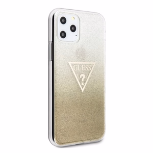 Guess GUHCN65SGTLGO cietais maciņš iPhone 11 Pro Max Glitter Triangle – zeltains