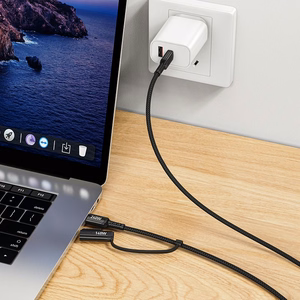 Kabelis 2in1 USB C uz USB C / Mag3 Hoco 240W 1,8 m U142 melns