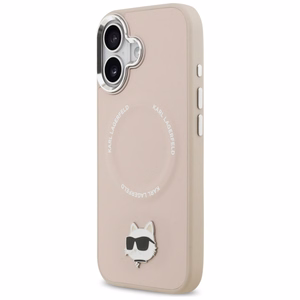 Karl Lagerfeld Choupette Pin Magnētiskais viedtālruņa apvalks iPhone 17 - rozā