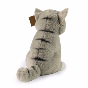 Rappa Soft Collection videi draudzīga reālistiska plīša rotaļlieta – sēdošs pelēks kaķis, 23 cm