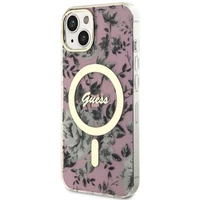 Guess GUHMP14MHCFWSP iPhone 14 Plus 6.7" rozā/rozā cietais apvalks Zieds Magnētiskais