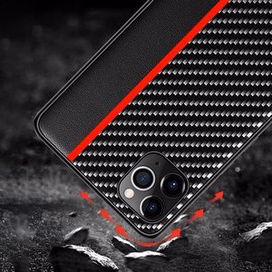 Tel Protect CARBON maciņš iPhone 12 Pro Max, melns ar sarkanu svītru
