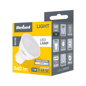 Rebel GU10 LED spuldze, 7 W, 3000 K, 230 V