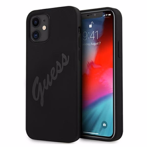 Guess GUHCP12SLSVSBK iPhone 12 mini 5.4" melns/melns cietais apvalks Script Vintage