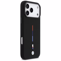 BMW M Silicon Tricolor Line MagSafe macins iPhone 17 Pro Max - melns
