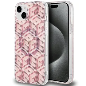 Guess IML GCube Magnētiskais viedtālruņa apvalks iPhone 15 Plus / 14 Plus - rozā
