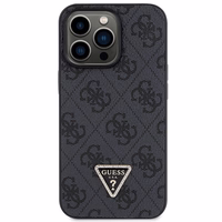 Guess GUHCP13LP4TDSCPK apvalks iPhone 13 Pro / 13 - melns krustenisks 4G metāla logotips