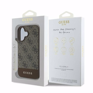 Guess 4G Bottom Stripe viedtālruņa apvalks iPhone 16 - brūns