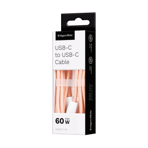 Krüger&Matz Basic USB-C–USB-C kabelis, 60 W, 1 m, rozā