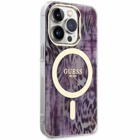 Guess GUHMP14LHLEOPWP iPhone 14 Pro 6.1" rozā/rozā cietais apvalks Leopards MagSafe