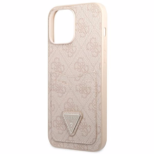 Guess 4G Triangle Logo Cardslot viedtālruņa apvalks iPhone 13 Pro Max - rozā
