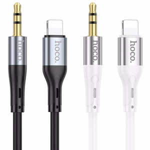 AUX kabelis Jack 3,5 mm uz Lightning Hoco 1 m UPA22 melns