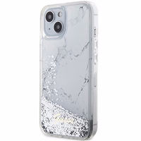 Guess Liquid Glitter Marble viedtālruņa apvalks iPhone 14 - balts