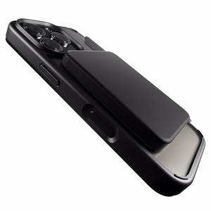 Puro Book Mag Magnētiskais ādas apvalks ar vāciņu un kartes slotu iPhone 16 Pro - melns