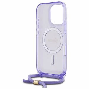 Guess Crossbody Cord Script Magnētiskais viedtālruņa apvalks iPhone 16 Pro Max - violets